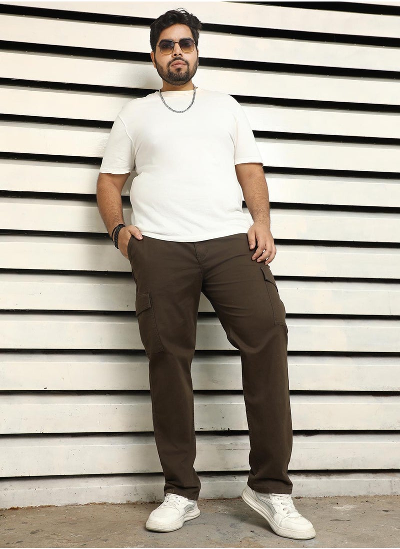 Men Dark Olive Trousers