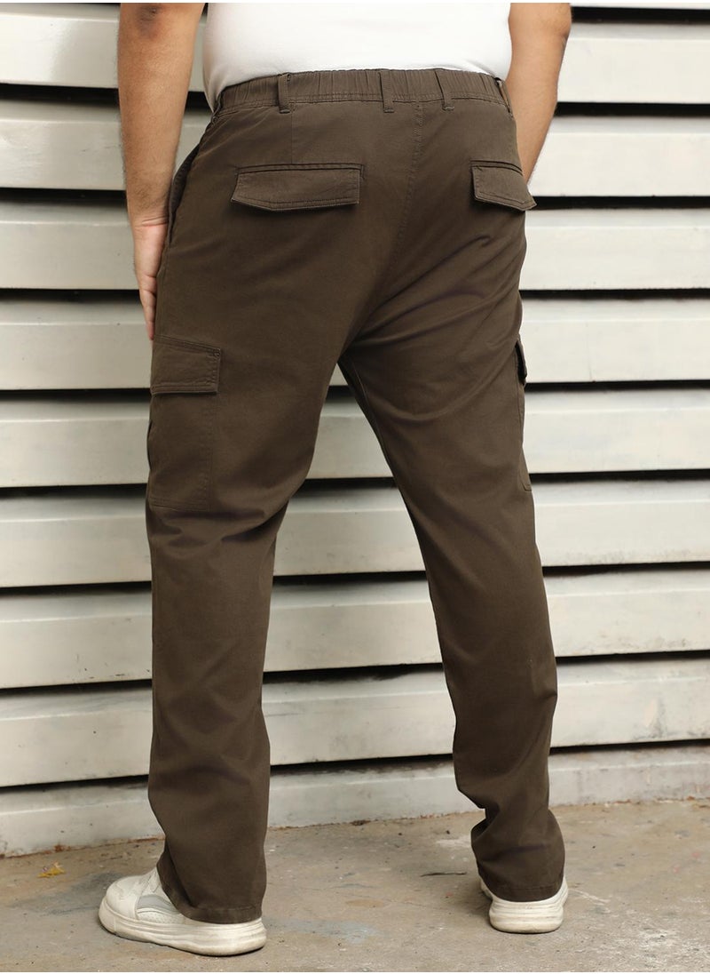 Men Dark Olive Trousers