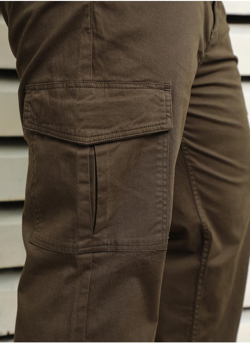 Men Dark Olive Trousers