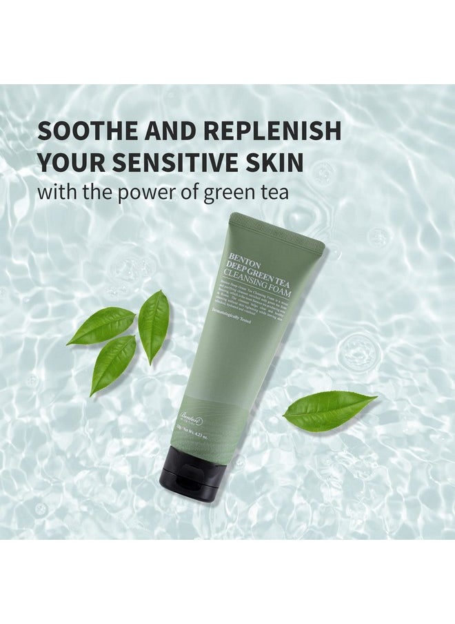 Deep Green Tea Natural Face Wash (4.23 Oz.) - Hydrating And Gentle Facial Cleanser For Various Skin Types, Korean Foaming Facial Cleanser