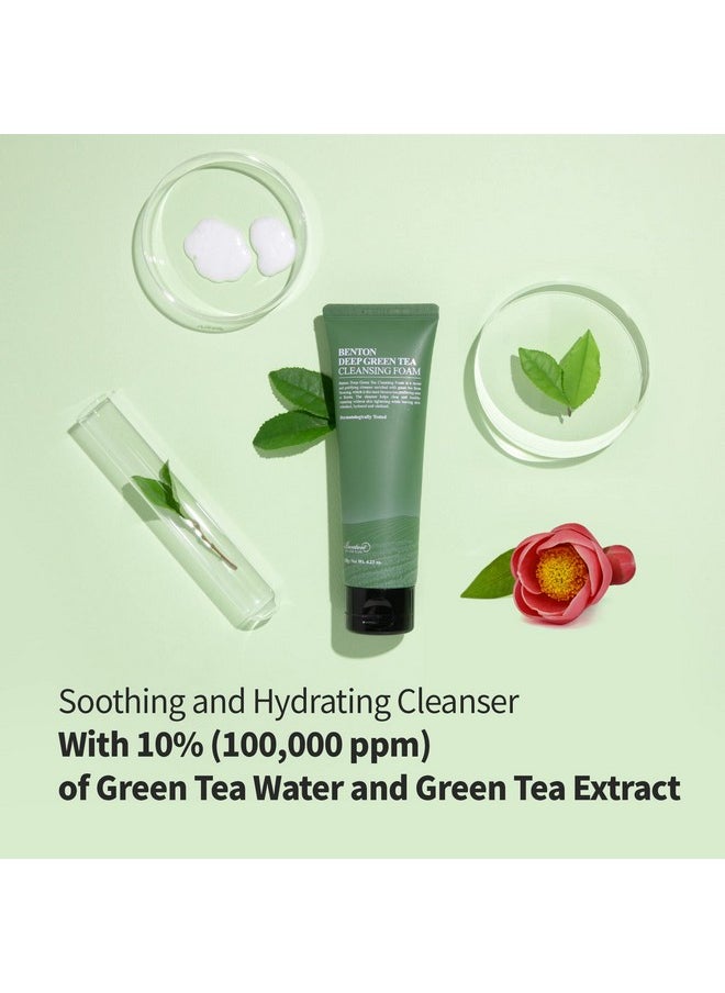 Deep Green Tea Natural Face Wash (4.23 Oz.) - Hydrating And Gentle Facial Cleanser For Various Skin Types, Korean Foaming Facial Cleanser