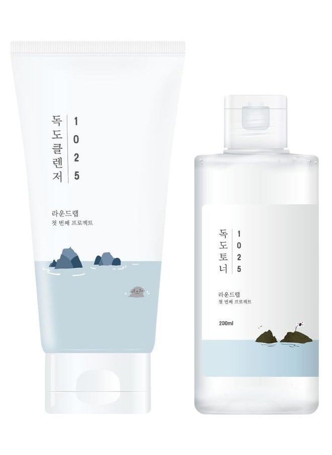 The Perfect Gentle Routine Duo - Round Lab 1025 Dokdo Cleanser 150ml And Round Lab 1025 Dokdo Toner 200ml