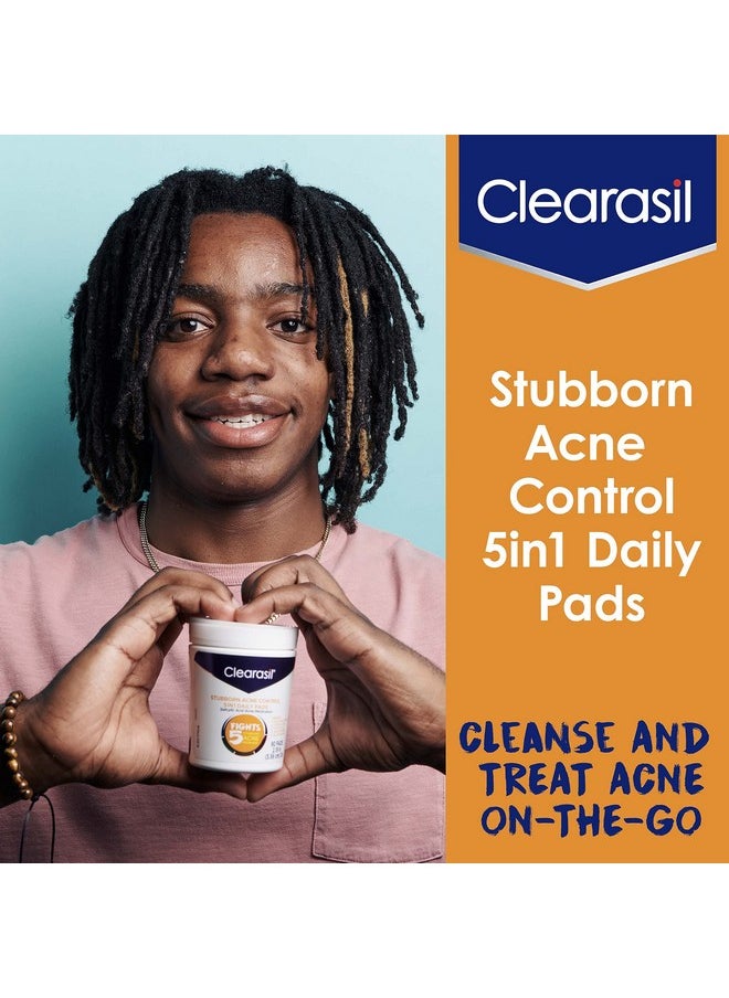 Stubborn Acne Control 5In1 Daily Facial Cleansing Pads, With Salicylic Acid Acne Treatment Medicine, 90 Count