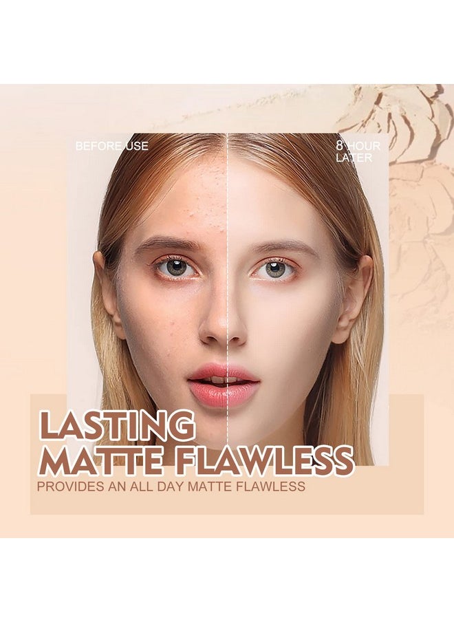 Face Powder Waterproof Sets Makeup, Controls Shine, Smooth Fine Lines For Flawless Lightweight Finish, Long Lasting Matte Compact Setting Powder Cosmetics Cruelty-Free, 0.35Oz (#02)
