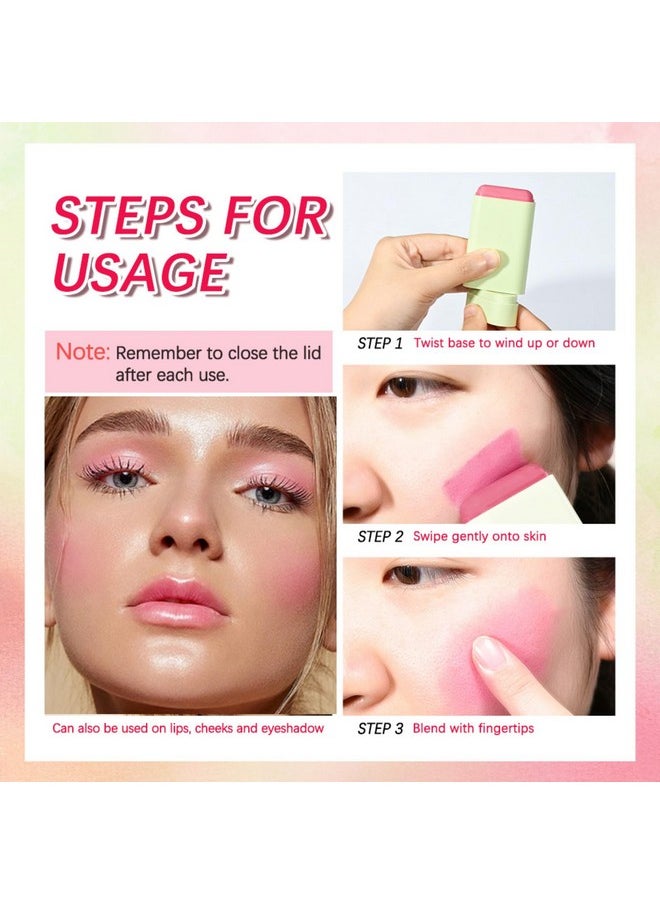 Blush Stick, Cream Blush Stick For Cheeks & Lips, Blendable Long-Lasting Multi-Use Contour Stick & Highlighter Makeup (#1 Shy Pink)