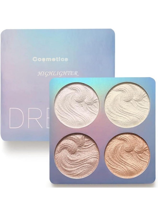 Highlighter Makeup Palette,Highlighter Palette Illuminator Powder Palette White Highlighter Baked Waterproof Long Lasting Brilliant Lighten Skin Color Face Contour Powder Makeup Highlighter