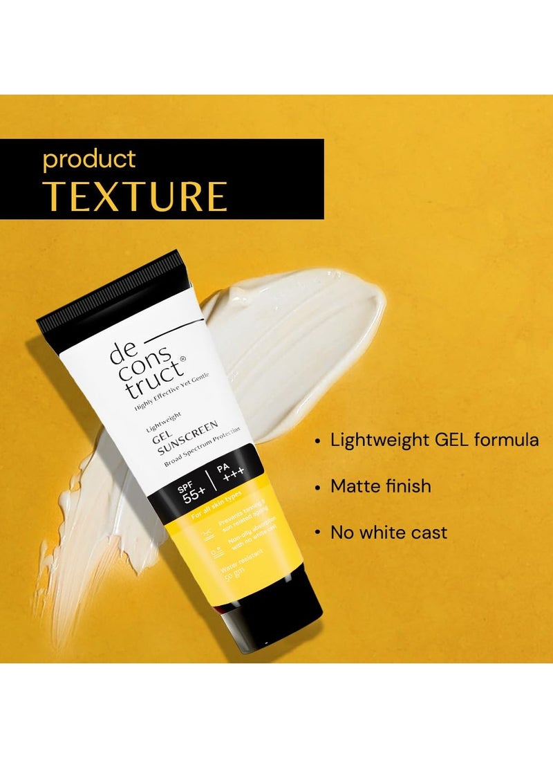 Face Gel Sunscreen SPF 50 + and PA+++ Gel based sunscreen for oily combination  acne prone and normal skin  Broad spectrum sunscreen  No White Cast  Lightweight  50g each pack of 2