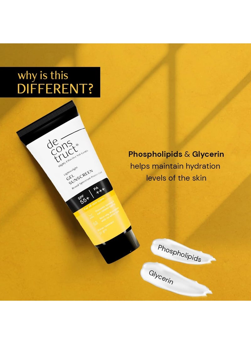 Face Gel Sunscreen SPF 50 + and PA+++ Gel based sunscreen for oily combination  acne prone and normal skin  Broad spectrum sunscreen  No White Cast  Lightweight  50g each pack of 2