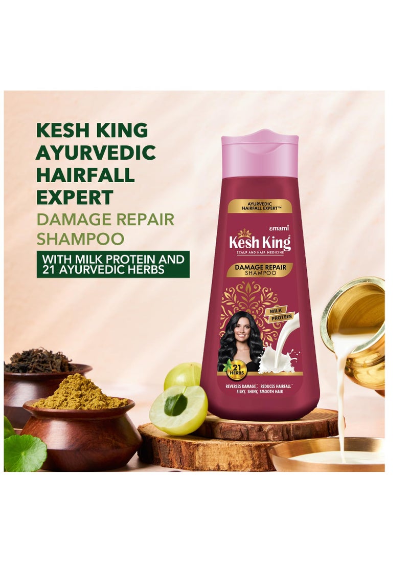 Kesh King Ayurvedic Damage Repair Shampoo | Reduces hair fall | Soothes itchy scalp | No Paraben & No Silicon | 21 natural ingredients | Enriched with curd, lemon & neem | 340 ml