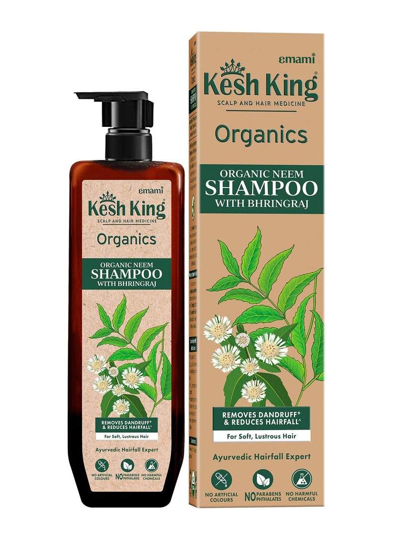 Kesh King Organics Neem & Bhringraj Anti Dandruff shampoo, reduces hairfall, certified organic ayurvedic formula for flake free healthy scalp, sulphate & paraben free, 300ml