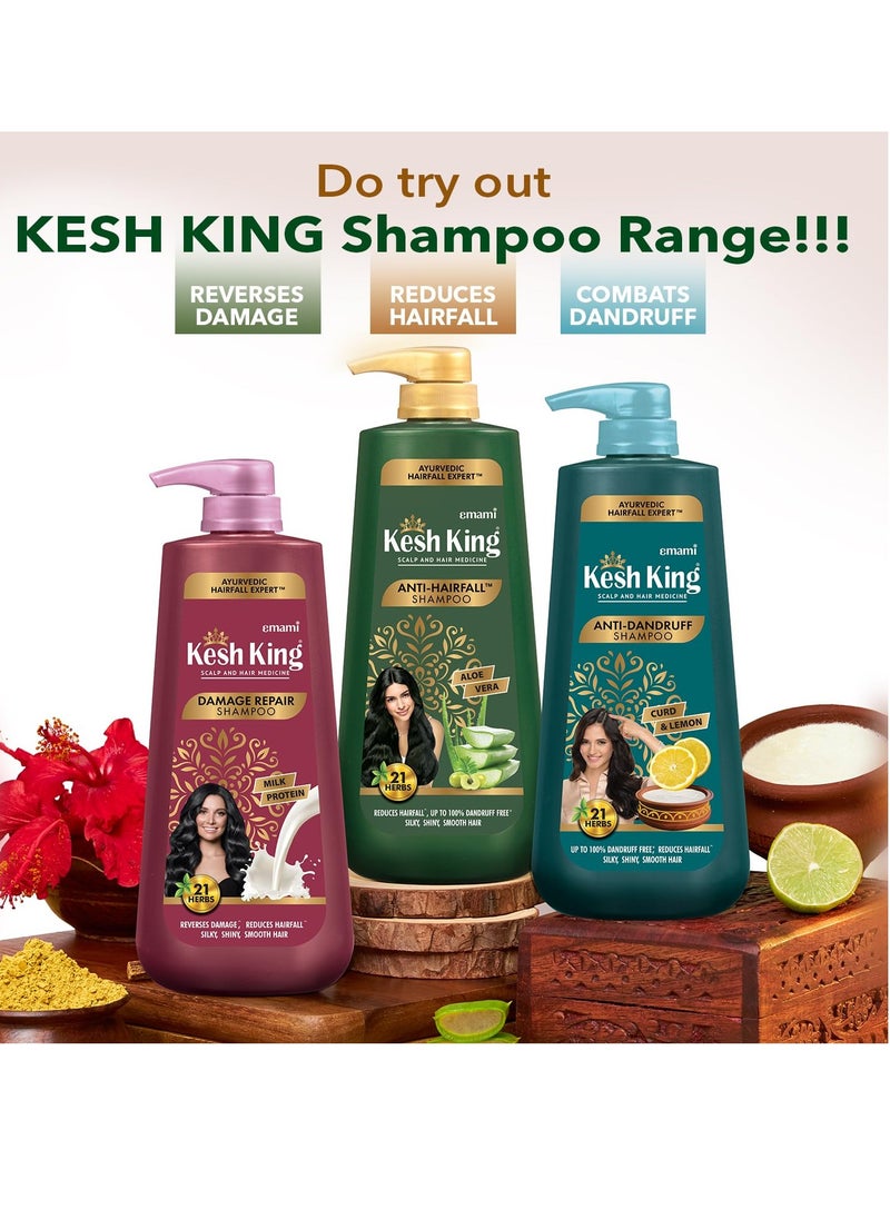 Kesh King Ayurvedic Damage Repair Shampoo | Reduces hair fall | Soothes itchy scalp | No Paraben & No Silicon | 21 natural ingredients | Enriched with curd, lemon & neem | 600 ml