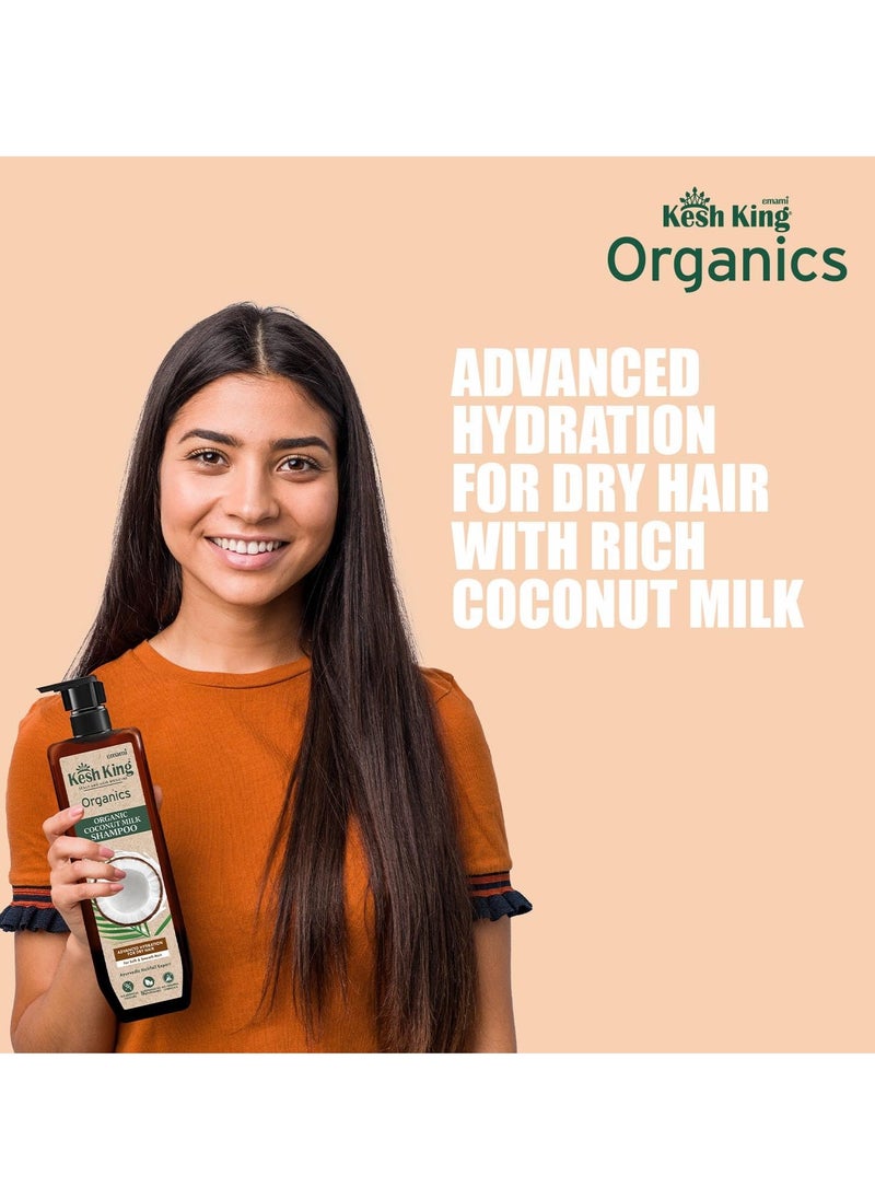 Kesh King Organics Coconut Milk Shampoo, Advanced Hydation for dry rough hair, Ayurvedic and Organic, sulphate and paraben free, 300 ml