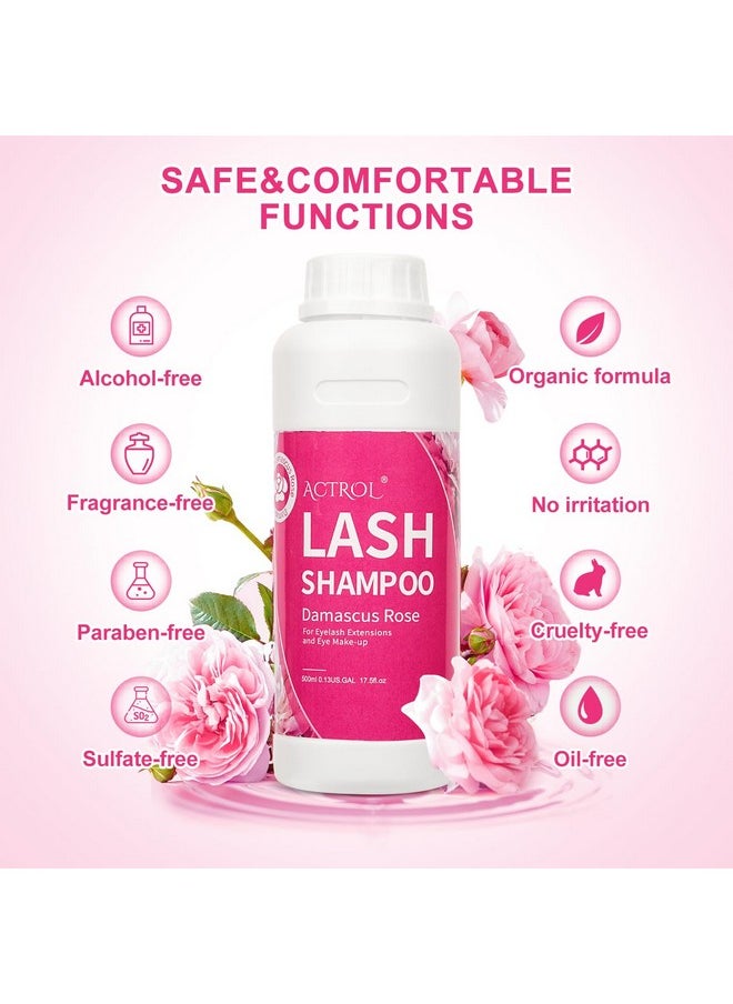 Lash Extension Cleanser Rose 500Ml Eyelash Shampoo Lash Cleanser Foam With Salon And Home Care