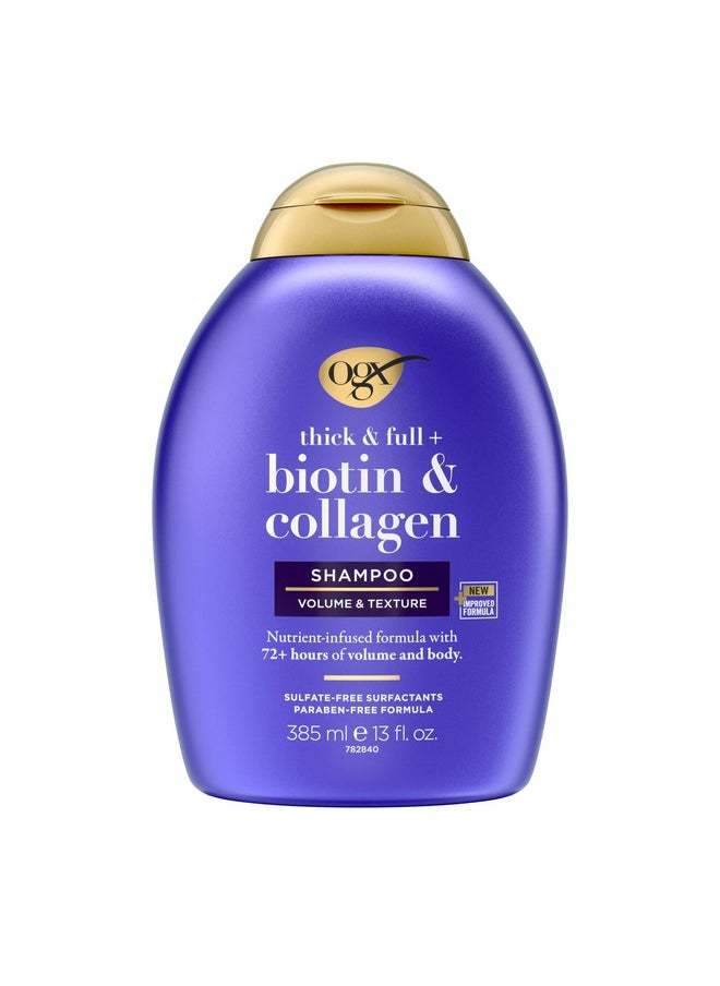 Thick & Full + Biotin & Collagen Volumizing Shampoo, Nutrient-Infused Hair Shampoo With Vitamin B7 Biotin Gives Hair Volume & Body For 72+ Hours, Sulfate-Free Surfactants, 13 Fl. Oz