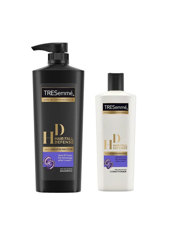 Hair Fall Defense Kit With Keratin For Hair Fall Control And Longer, Stronger Hair - 580Ml Shampoo And 190Ml Conditioner