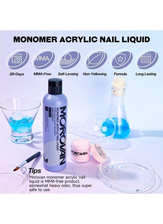 Monomer Acrylic Nail Liquid 8Oz For Acrylic Powder - Professional Monomer Acrylic Nail Liquid For Acrylic Nail Extension Non-Yellowing Mma-Free