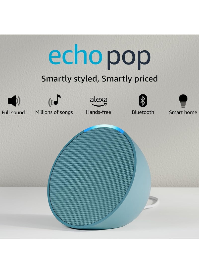 Echo Pop Full sound compact Wi-Fi & Bluetooth smart speaker with Alexa Use your voice to control smart home devices, play music or the Quran, and more (speaks English & Khaleeji) green