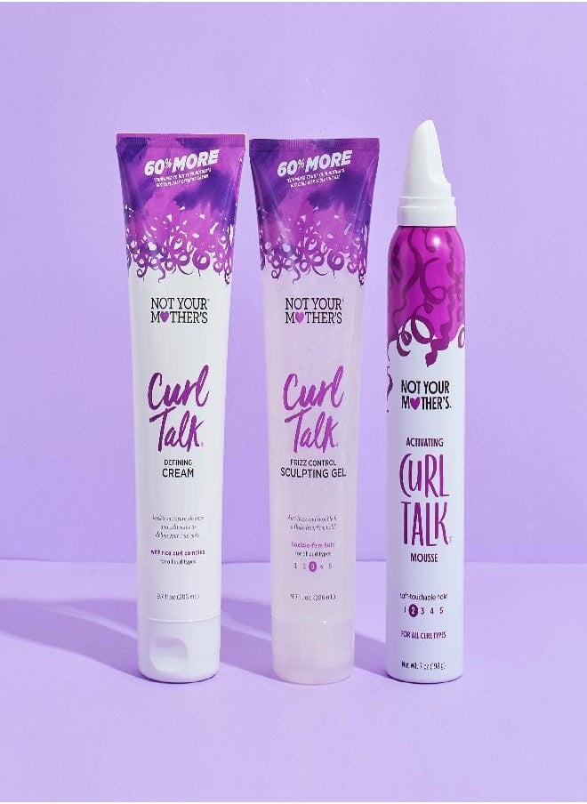 Not Your Mother's Curl Talk Curly Hair Defining Curl Cream, Frizz Control Styling Gel, Curl Activating Mousse (3-Pack) - 9.7oz Cream/Gel - 7oz Mousse