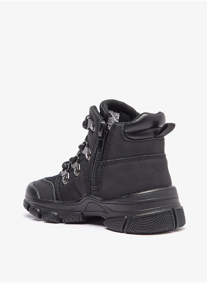 Boys' Panelled Ankle Boots with Zip Closure