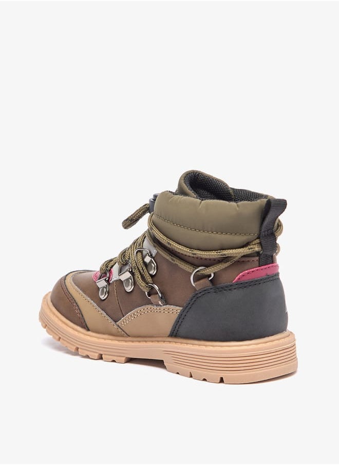 Boys' Panelled Low Ankle Boots with Adjustable Cord Lock Closure