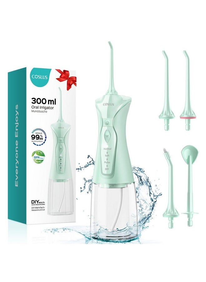 Water Dental Flosser Pick For Teeth: 4 Modes Cordless Portable 300Ml Larger Tank Water Teeth Cleaner Ipx7 Waterproof Flossing Cleaning Picks For Home Travel Fc5360