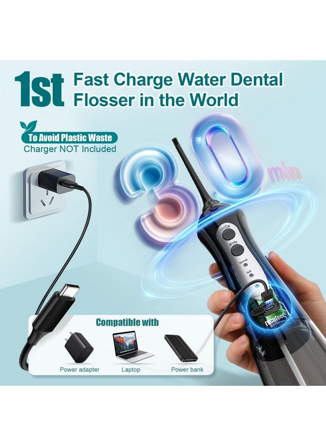 Water Dental Flosser Teeth Pick - Fast Charge Cordless Teeth Cleaner, 3 Modes Portable Oral Irrigator, Ipx7 Waterproof Electric Water Dental Flosser For Tonsil Stone, 300Ml Tank, Home Travel