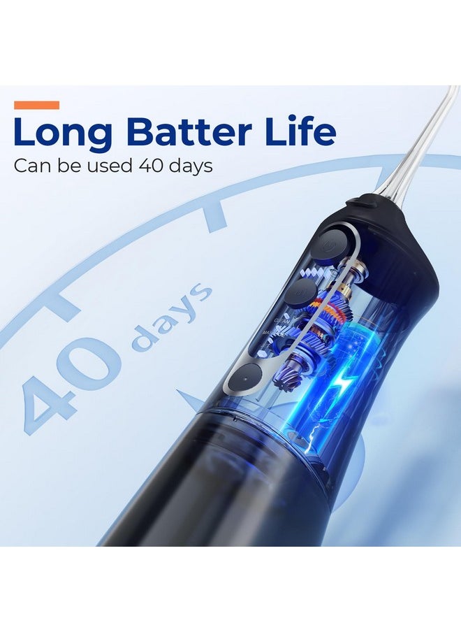 C6 Water Dental Flosser For Teeth Pick, Cordless Flosser For Travel With 6 Jet Tips, 3 Modes 5 Intensities, Ipx7 Waterproof Portable & Rechargeable Oral Irrigator Cleaner, Black