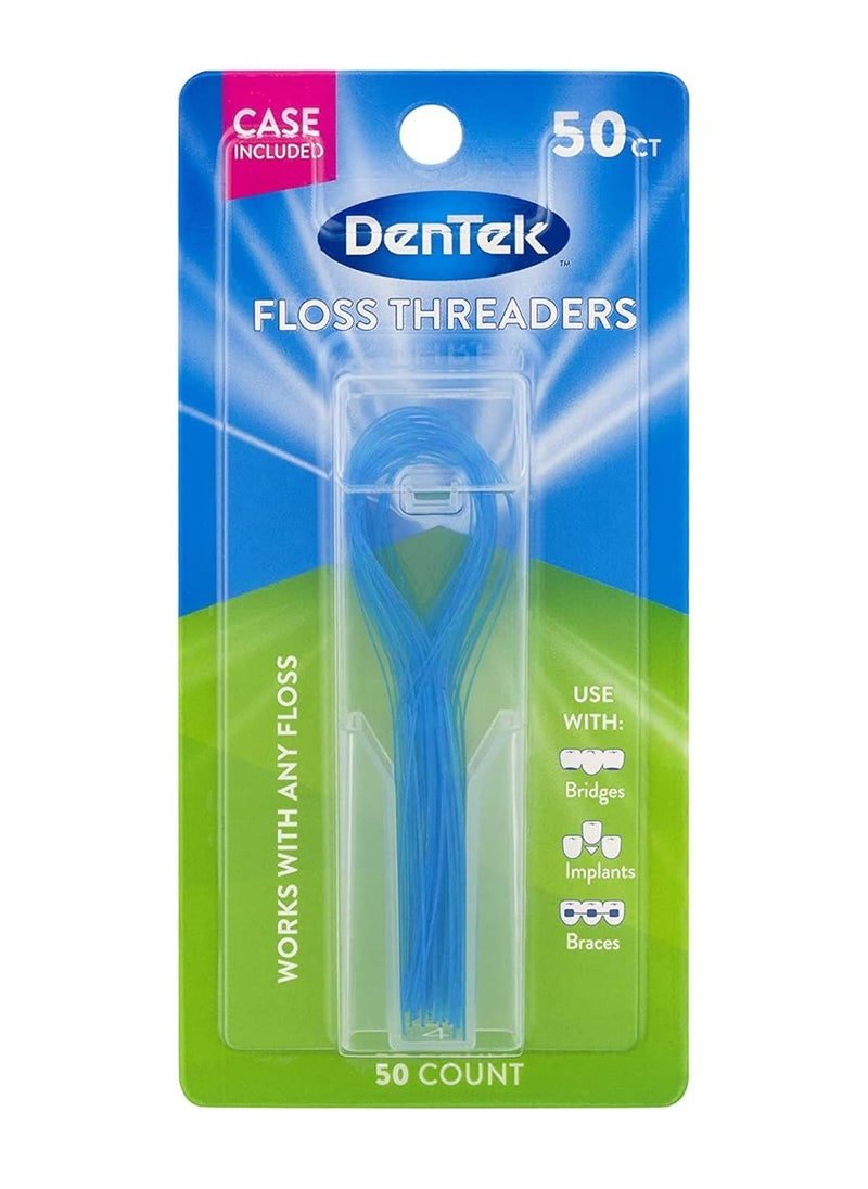 DenTek Floss Threaders | For Braces, Bridges, and Implants | 50 Count (Pack of 1)