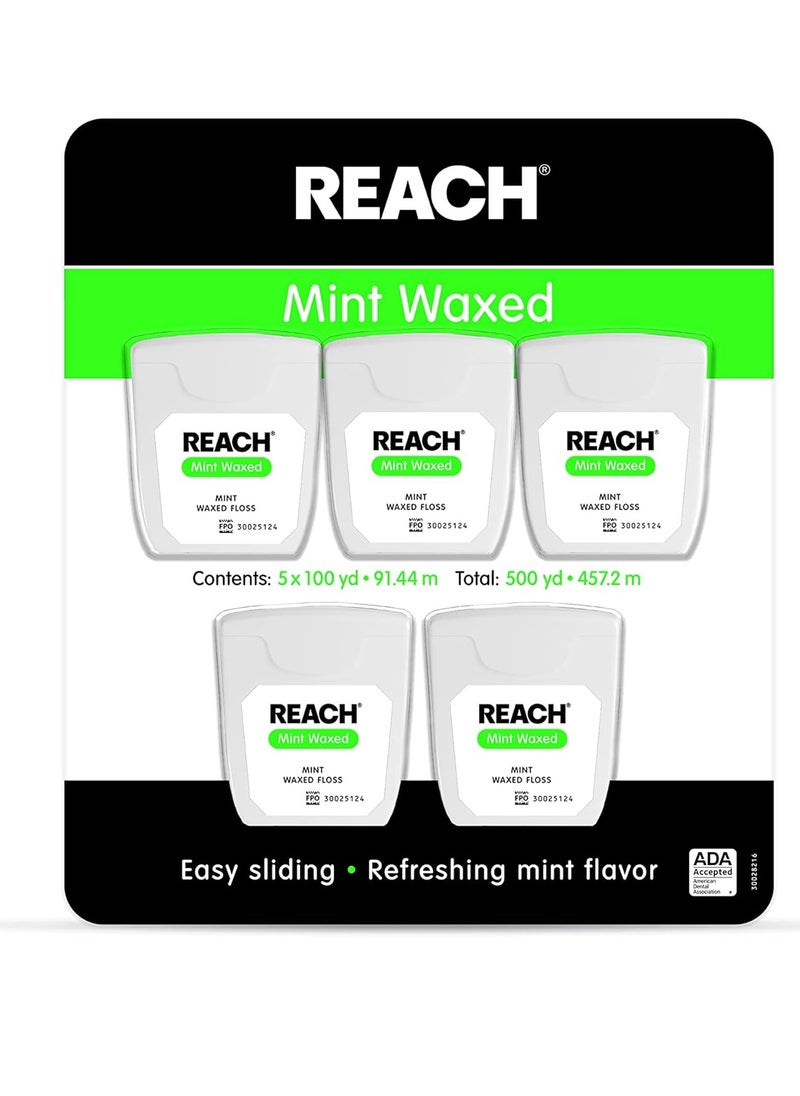 Johnson & Johnson Reach Mint Waxed Dental Floss, 5 Count