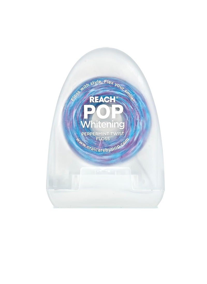 REACH POP Whitening Dental Floss, Peppermint, Baking Soda Infused, Teeth Whitening, Plaque Remover for Teeth, Shred Resistant, Vegan Wax, Cruelty Free, Oral Care, PFAS Free, 1 Pack, 54.6 yd