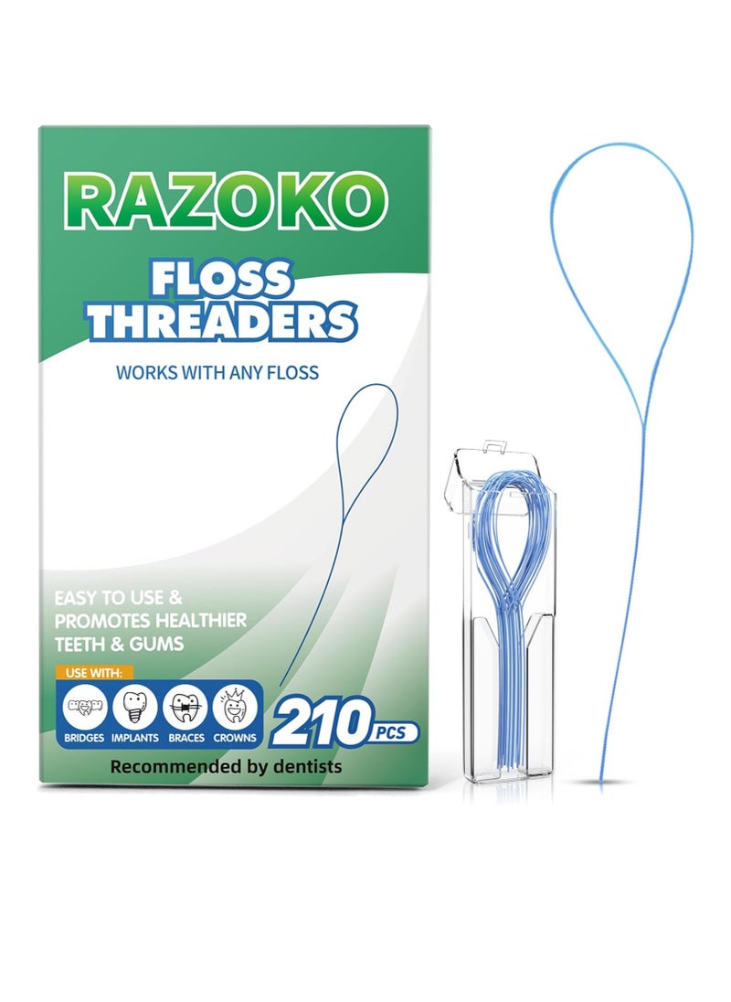 RAZOKO Floss Threaders | Dental Floss Threaders for Braces, Bridges, and Implants |210PCS (Pack of 3)