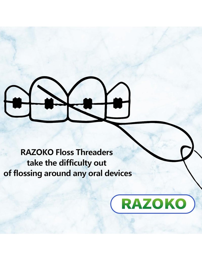 RAZOKO Floss Threaders | Dental Floss Threaders for Braces, Bridges, and Implants |210PCS (Pack of 3)