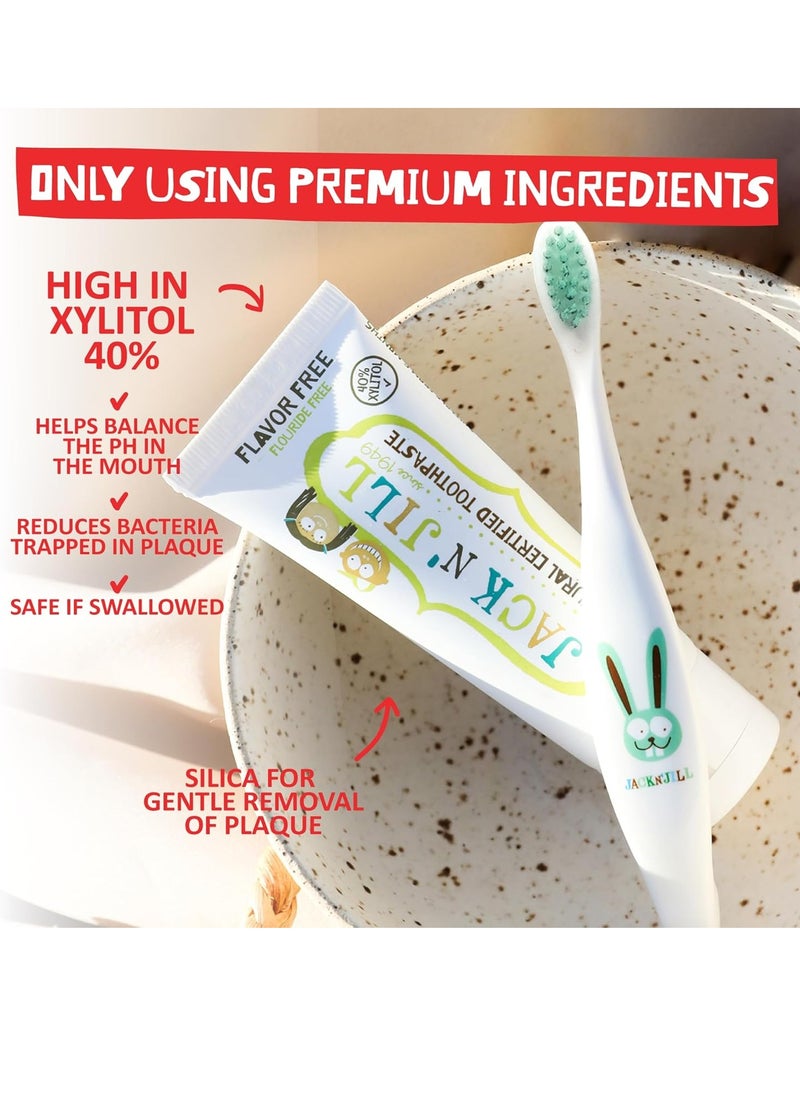 Jack N' Jill Natural Toddler Toothpaste for Baby, Kids and Infants 6 Months & Up, Fluoride Free Training Toothpaste for Toddlers 1-3, 40% Xylitol, BPA Free - Flavor Free, 1.76 Fl Oz (Pack of 1)