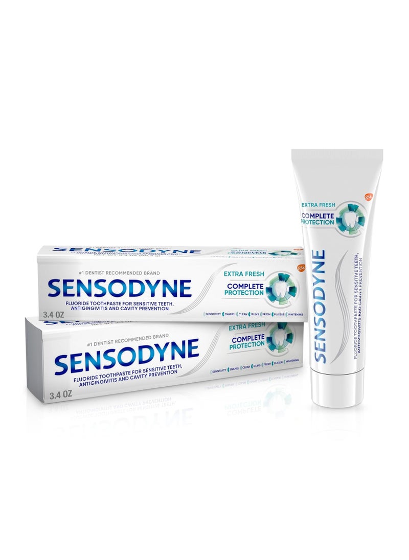 Sensodyne Complete Protection Sensitive Toothpaste For Gingivitis, Sensitive Teeth Treatment, Extra Fresh - 3.4 Ounces (Pack of 2)