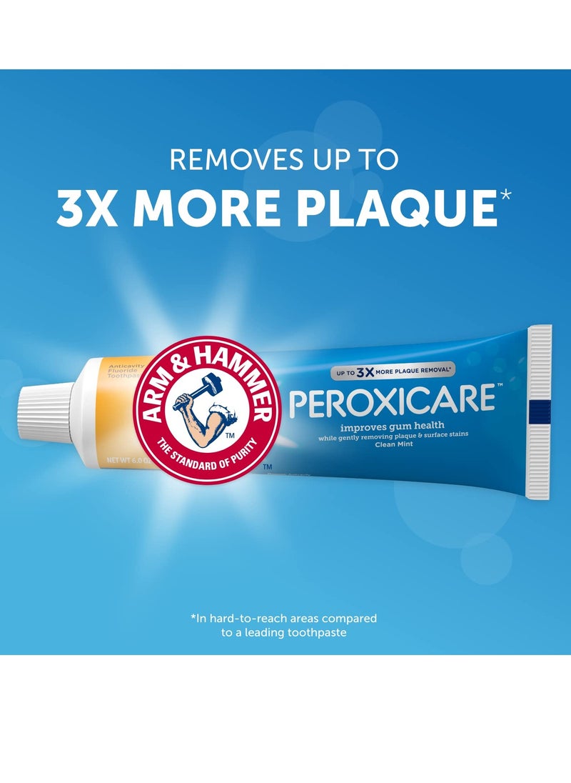 Arm & Hammer Peroxicare Toothpaste, Clean Mint Flavor, Improves Gum Health, 6.0oz (4-Pack)