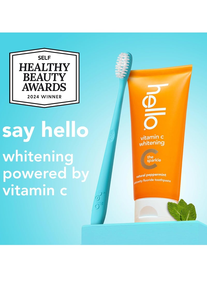 Hello Vitamin C Whitening Toothpaste with Fluoride, Teeth Whitening Toothpaste for Adults, Helps Freshen Breath and Removes Surface Stains, SLS Free, Natural Peppermint Flavor, 4.0 oz Tube