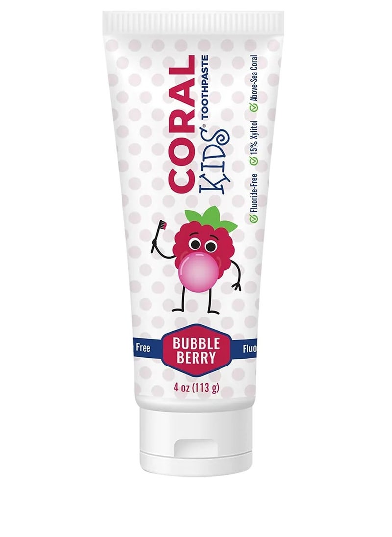 Coral White Kids Bubble Berry Fluoride Free Toothpaste - 4 Ounces (1 Pack)