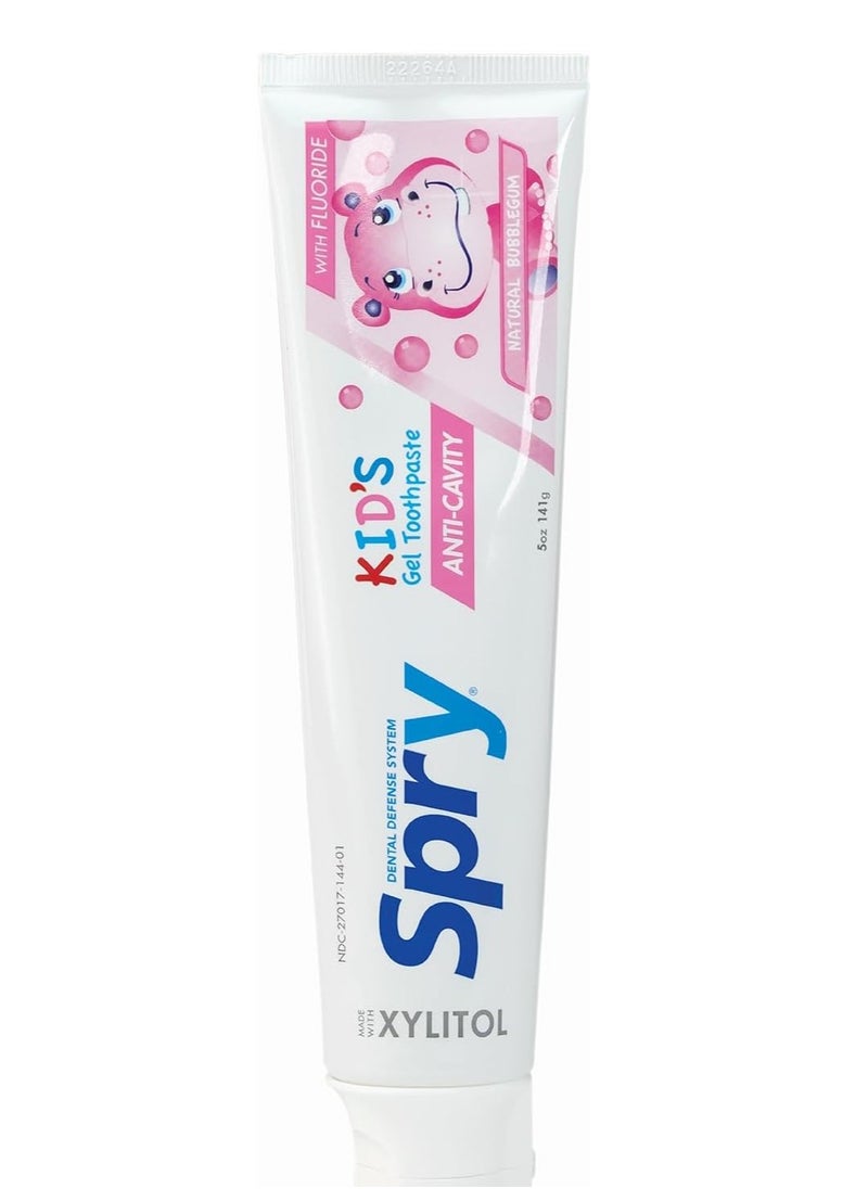 Spry Xylitol Toothpaste for Kids 5oz. Kids Toothpaste with Fluoride, Teeth Whitening Kids Toothpaste with Xylitol, Natural Breath Freshening, Mouth Moisturizing Ingredients, Bubble Gum (Pack of 1)