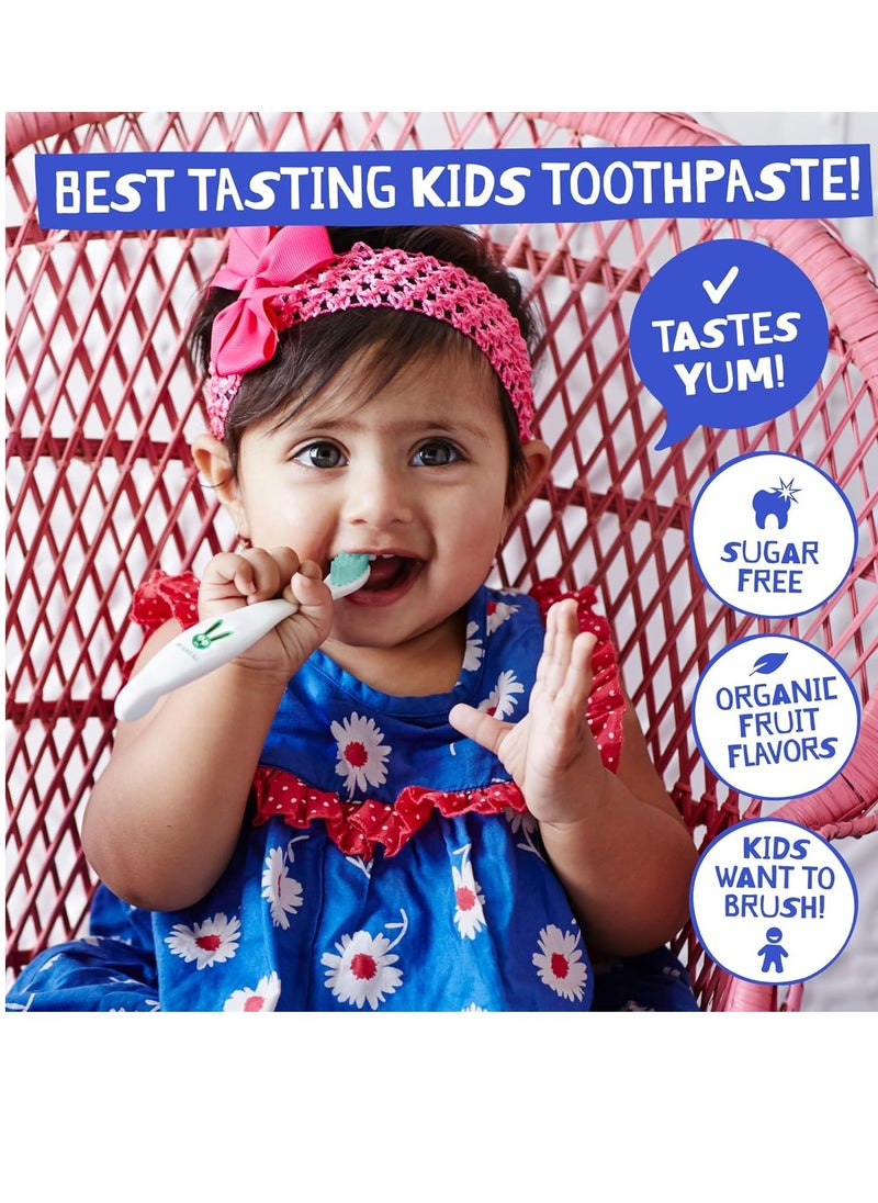 Jack N' Jill Natural Toddler Toothpaste for Baby, Kids and Infants 6 Months & Up, Fluoride Free Training Toothpaste for Toddlers 1-3, 40% Xylitol, BPA Free - Strawberry & Blueberry, 1.76 oz (3 Pack)