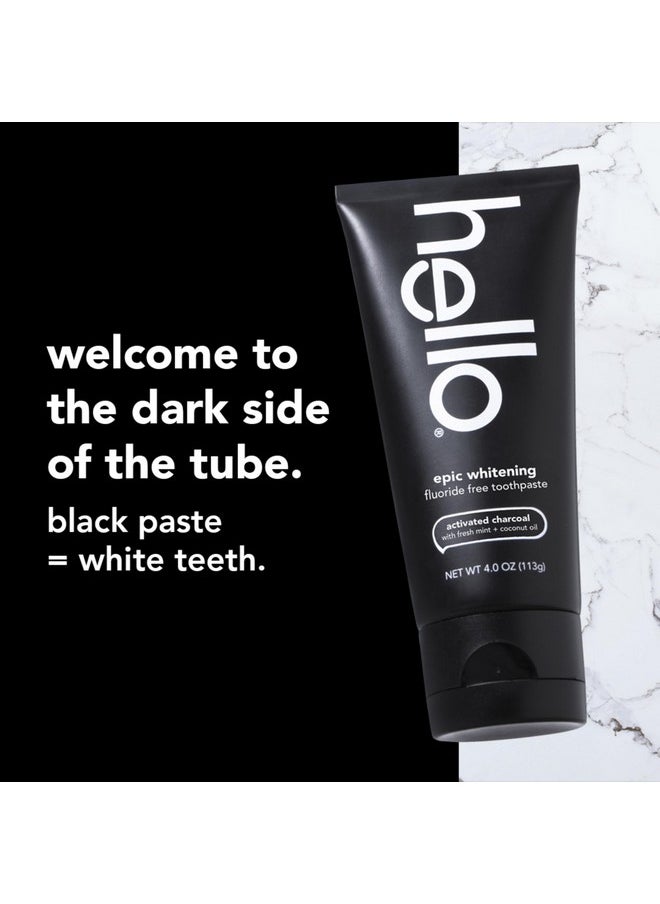 Activated Charcoal Epic Whitening Fluoride Free Toothpaste, Fresh Mint + Coconut Oil, Vegan & Sls Free