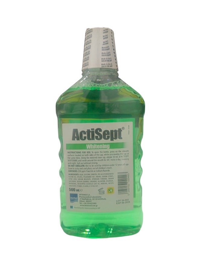 Actisept Whitening Mild Antiseptic Daily Fluoride Mouthwash – 500ml – Antiseptic Protection & Teeth Whitening