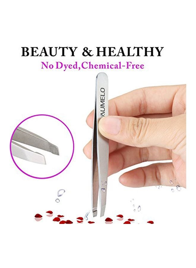 4-Piece Professional Stainless Steel Tweezer Silver