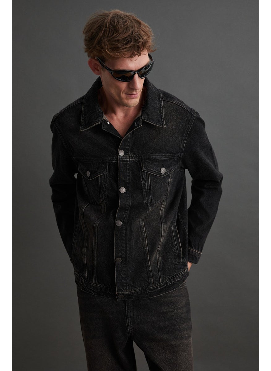 Jericho Men's Denim Oversize Black Jacket