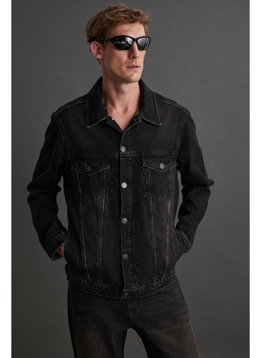 Jericho Men's Denim Oversize Black Jacket