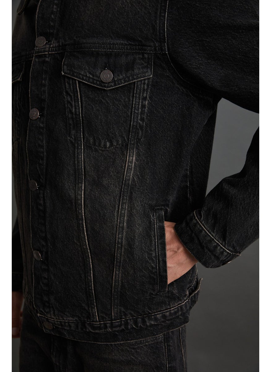 Jericho Men's Denim Oversize Black Jacket