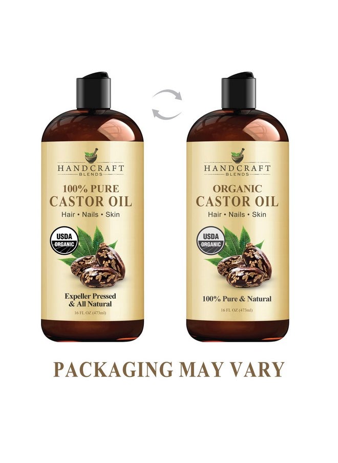 Organic Castor Oil - 16 Fl Oz - 100% Pure And Natural - Premium Grade Oil For Hair Growth, Eyelashes And Eyebrows - Carrier Oil - Hair & Body Oil - Expeller-Pressed