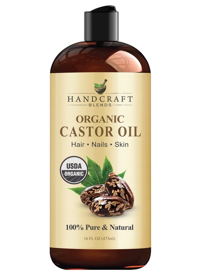 Organic Castor Oil - 16 Fl Oz - 100% Pure And Natural - Premium Grade Oil For Hair Growth, Eyelashes And Eyebrows - Carrier Oil - Hair & Body Oil - Expeller-Pressed