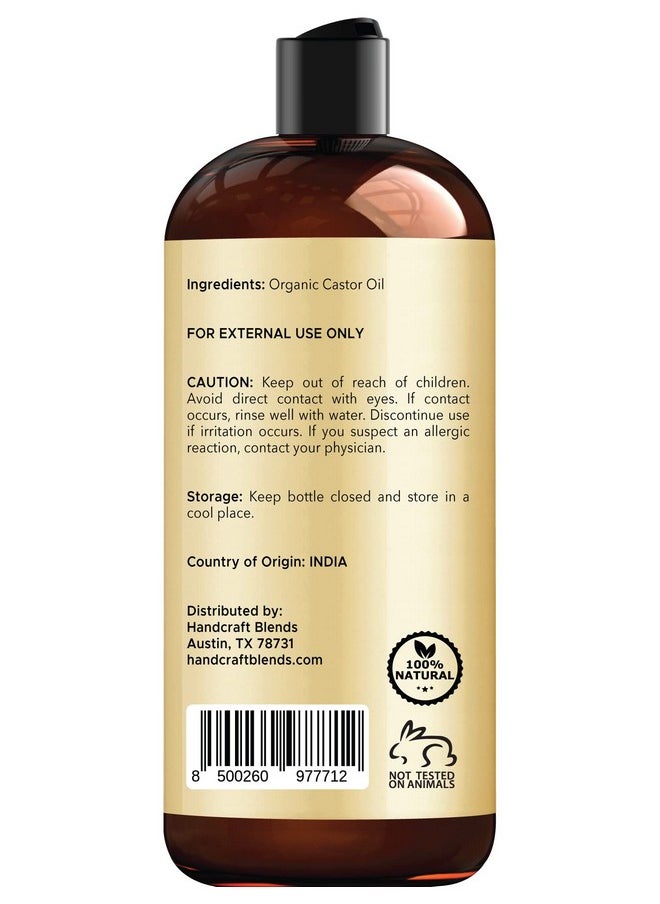 Organic Castor Oil - 16 Fl Oz - 100% Pure And Natural - Premium Grade Oil For Hair Growth, Eyelashes And Eyebrows - Carrier Oil - Hair & Body Oil - Expeller-Pressed