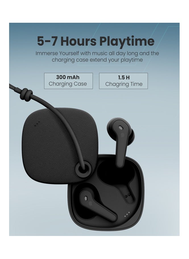 Moxedo True Wireless Earbuds S4 Bluetooth 5.4 ENC Technology 7 Hours Playing Time Touch Control 300 mAh Charging Case with Built-in 4 Powerful Microphones (Black)