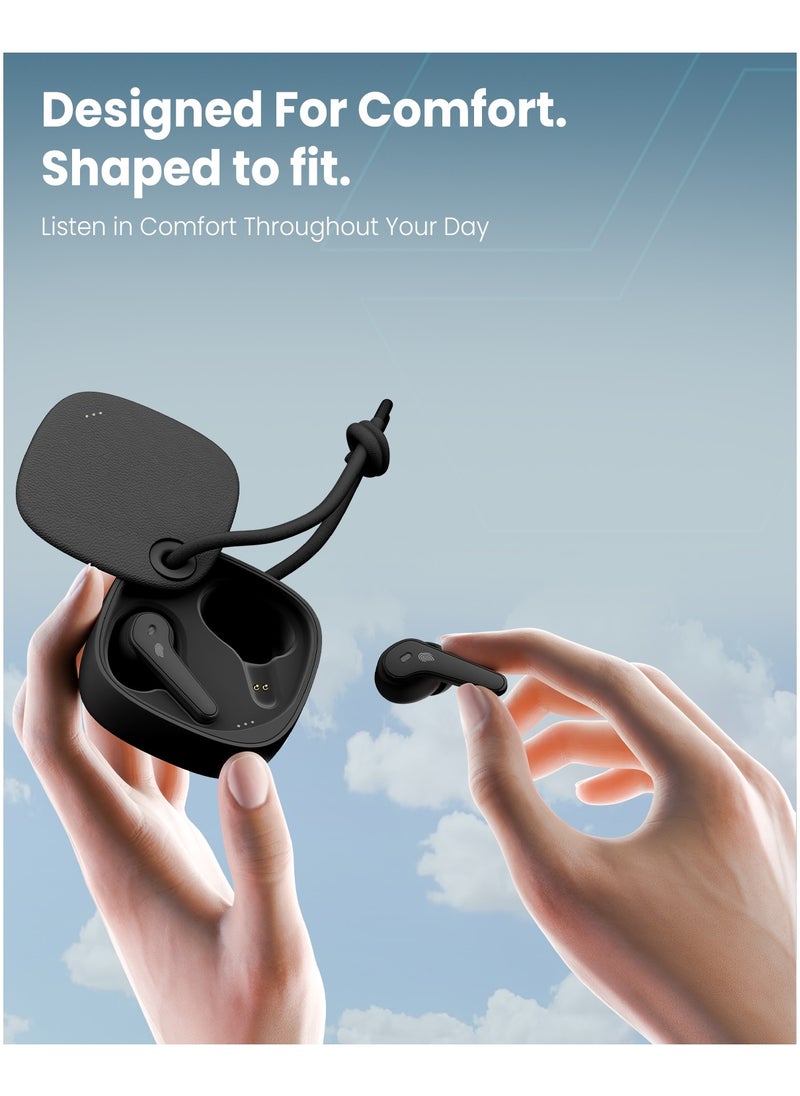 Moxedo True Wireless Earbuds S4 Bluetooth 5.4 ENC Technology 7 Hours Playing Time Touch Control 300 mAh Charging Case with Built-in 4 Powerful Microphones (Black)
